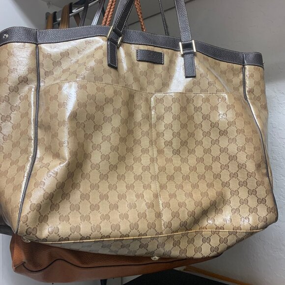 Authentic GG Gucci Coated Canvas Two-Pocket Satchel - Picture 1 of 7